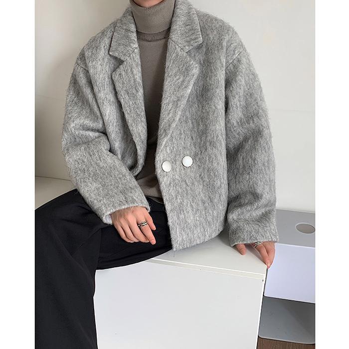 ジャケット メンズ 秋 冬 ウール 韓国 スーツ 厚手 スーツ ヤッピー ハイエンド グレー ショート