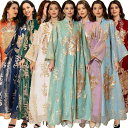 ドレス レディース 春 夏 長袖 エスニック 女性 アラビア インドネシア 中東 東南 アジア大 スイング 刺繍 ローブ