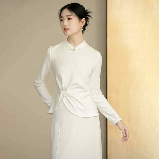 シャツ レディース 秋 冬 ファッション 中華風 婦人服 芸術的 ツイスト スリム ショート ナー レイ ヤード トップス シャツ レディース 秋 冬 ファッション 中華風 婦人服 芸術的 ツイスト スリム ショート ナー レイ ヤード トップス