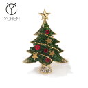 コート レディース ブローチ おしゃれ クリスマス ギフト 精巧 かわいい グリーン クリスタル クリスマス ツリー ガールフレンド用 セーター ピン