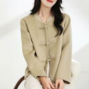 コート レディース 秋 冬 ウール おしゃれ アウター 両面 ショート レトロ 中華風 プレート バックル