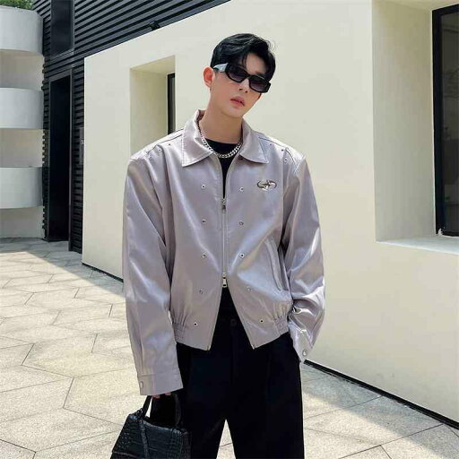 ジャケット メンズ 秋 春 かっこいい ハイエンド 明るい レトロ ショルダー パッド トップス ジャケット メンズ 秋 春 かっこいい ハイエンド 明るい レトロ ショルダー パッド トップス