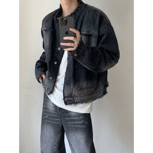 ジャケット メンズ 秋 かっこいい グラデーション レトロ デニム 紳士服 韓国 デニム ジャケット メンズ 秋 かっこいい グラデーション レトロ デニム 紳士服 韓国 デニム