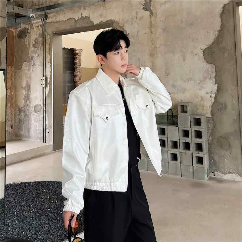ジャケット メンズ 秋 春 カジュアル かっこいい シルケット 光沢 ハイエンド 韓国 ショート トップス