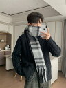 メンズ 冬 チェック柄 スカーフ 韓国 ギフト ボーイフレンド スカーフ ハイエンド 暖かい ショール
