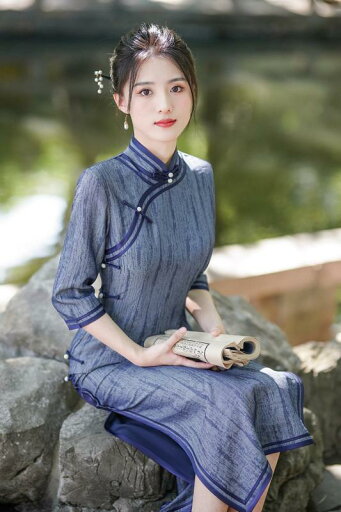 ドレス 秋 冬 チャイナ 美しい 撮影 衣装 レトロ 服 中華風 長い 七分袖 チャイナ スリム ドレス 秋 冬 チャイナ 美しい 撮影 衣装 レトロ 服 中華風 長い 七分袖 チャイナ スリム