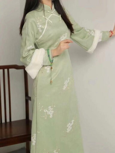 ドレス 冬 チャイナ 美しい 撮影 衣装 裏起毛 暖かい レトロ エレガント 民族風 厚手 ガールズ デイリー チャイナ ドレス 冬 チャイナ 美しい 撮影 衣装 裏起毛 暖かい レトロ エレガント 民族風 厚手 ガールズ デイリー チャイナ