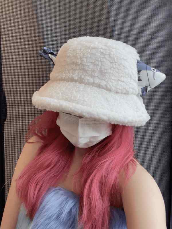 レディース 秋 冬 カジュアル ウール 帽子 防寒 かわいい 魚 ラム フィッシャーマン 帽子 かわいい ぬいぐるみ 帽子 暖かい ユニーク バケット ハット