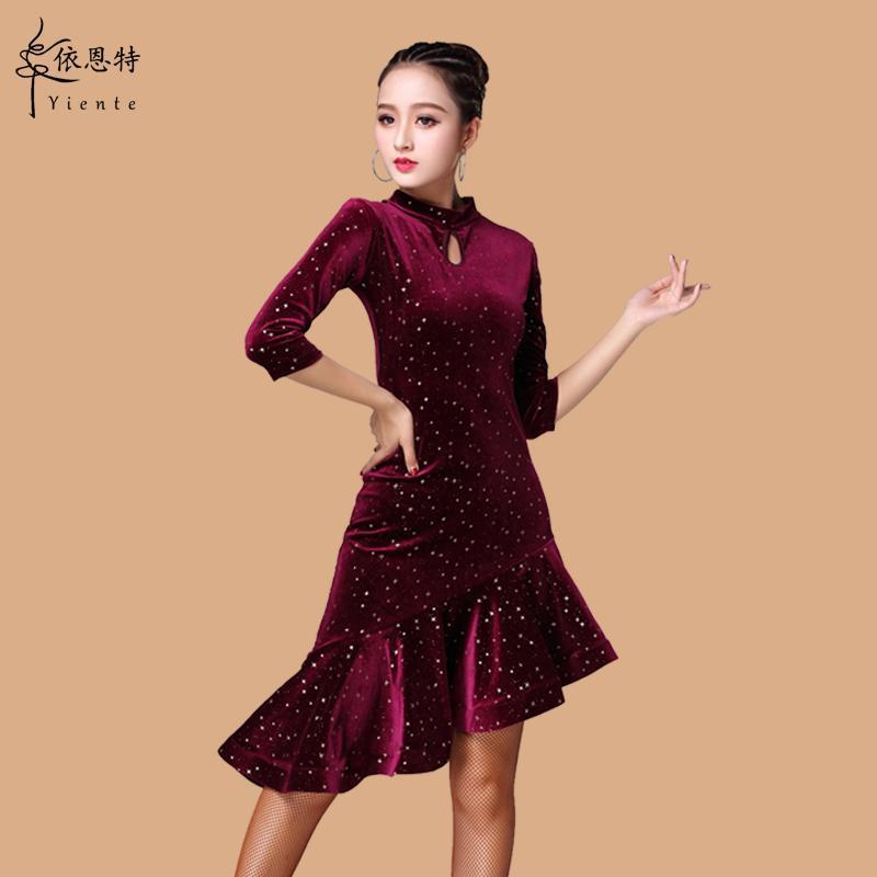 ドレス レディース 冬 社交ダンス ウェア ラテン ダンス 衣装 大人 パフォーマンス 服 プロ パフォーマンス 服 練習服 ベルベット ラテン ダンス