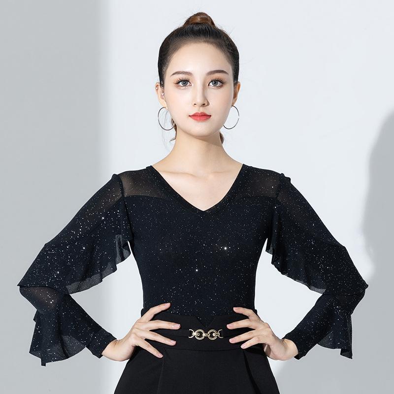 レディース 秋 冬 長袖 社交ダンス トップス ラテン ダンス 服 大人 トップス 社交 モダン ダンス ジャンプ スーツ トップス パフォーマンス