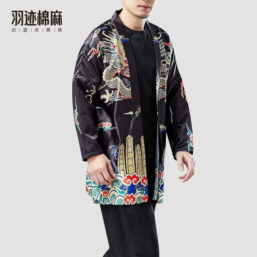 ジャケット メンズ 秋 春 長袖 ドラゴン柄 中華風 ドラゴンローブ プリント カーディガン 漢服 レトロ 道教 ローブ トップス ジャケット メンズ 秋 春 長袖 ドラゴン柄 中華風 ドラゴンローブ プリント カーディガン 漢服 レトロ 道教 ローブ トップス