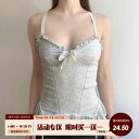 シャツ レディース トップス キャミソール アメリカ 衣類 フレンチ レース スプライシング ボウ ベーシック スリムフィット