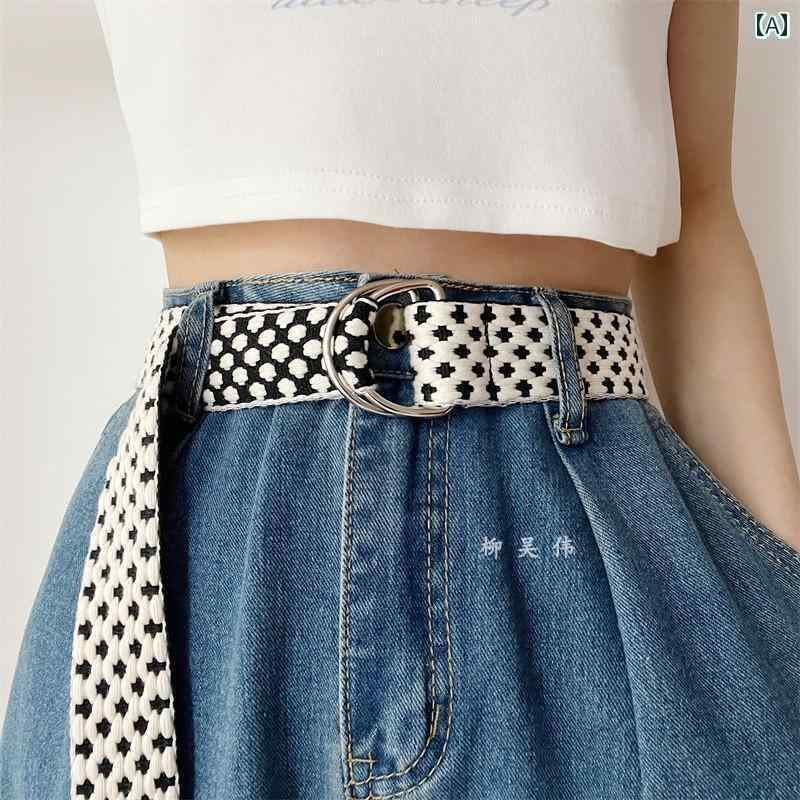 レディース 夏 ベルト おしゃれ ウエストバンド ファッション 女性 ハイエンド キャンバス ベルト 韓国 シンプル パンチ い 装飾 ベルト