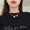 アクセサリー レディース 韓国 メタル レトロ ショート チェーン ヒップ ホップ 鎖骨 チェーン レター ハート ネックレス