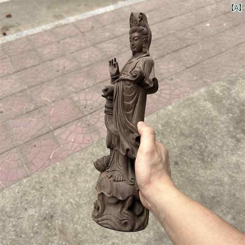 観音菩薩 木 置物 仏具 神具 インテリア ディスプレイ レトロ 小物 アート 縁起物 彫刻 菩薩 仏像 仏陀 チャイナ風