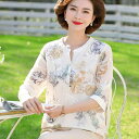 シャツ トップス レディース おしゃれ ファッション 半袖 夏 スタイリッシュ シフォン 花柄 Tシャツ 大きめサイズ 薄手 プルオーバー カジュアル ゆったり(4)