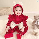 ロンパース ジャンプスーツ ベビー 赤ちゃん キッズ 秋冬 長袖 リボン 帽子 かわいい おしゃれ ゴージャス 柔らかい 快適 外出 レジャー 撮影 衣装 記念日 プレゼント