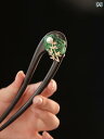 かんざし ヘアピン ヘアアクセサリー 髪留め 髪飾り レディース 上品 レディース 木 簪 モダン アップヘア お団子ヘア U字型 アンティーク レトロ 緑 和装 おしゃれ シック