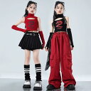 子供服 女の子 Tシャツ タンクトップ へそ出し パンツ ミニスカート コスチューム バンド ダンス ヒップホップ ストリート系 パフォーマンス 衣装 クール かっこいい キッズ