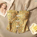 レディース 花柄パット キャミソール モテ服 セクシー お腹見せ レイヤード おしゃれ トップス 韓国 イベント フェス 普段着 ダンス 衣装 コスチューム レジャー デート アップ 映え