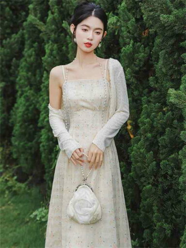 レディース フェアリー 春夏 秋 サスペンダー ワンピース ドレス カーディガン レトロ 花柄 婦人服 レディース 2点セット セットアップ レディース フェアリー 春夏 秋 サスペンダー ワンピース ドレス カーディガン レトロ 花柄 婦人服 レディース 2点セット セットアップ