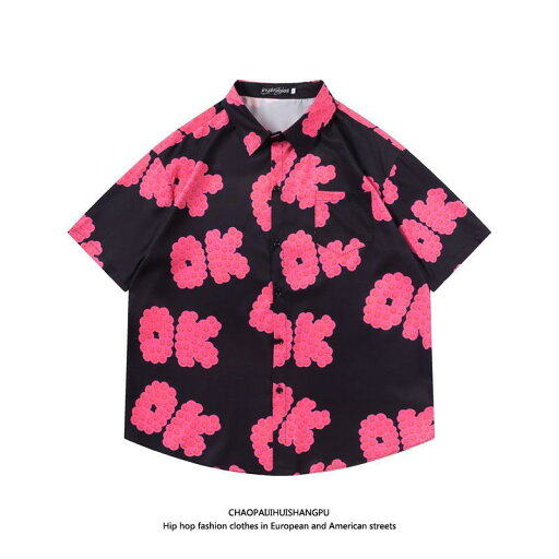 メンズ レディース 総柄シャツ 楽しい OK 文字プリント スマイリーフェイス 表現 プリント 半袖 シャツ ウェア 半袖 シャツ かわいい 個性 メンズ レディース 総柄シャツ 楽しい OK 文字プリント スマイリーフェイス 表現 プリント 半袖 シャツ ウェア 半袖 シャツ かわいい 個性