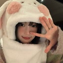 ぬいぐるみ ウサギ 耳帽子 スカーフ 手袋 ワンピース 帽子 3点セット かわいい レディース 冬 厚手 スカーフ 暖かい