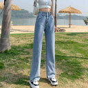 パンツ ズボン デニム ジーンズ レディース おしゃれ ファッション シンプル レディース ワイドレッグ 夏 薄手 ハイウエスト ストレート 大きめサイズ カジュアル