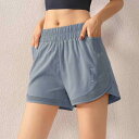 レディース ヨガ パンツ ポケット フィットネス ショーツ 夏 薄手 ゆったり フェイク セットアップ 耐光性 速乾 通気性 アウターウェア
