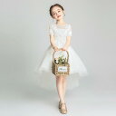 バースデードレス お姫様 衣装 キッズ イブニングドレス プリンセス 半袖 フラワーガール ウェディングドレス 女の子 ホスト ピアノ 演奏 秋 前短く後ろロン...
