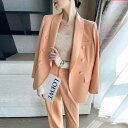 レディース パンツ スーツ 大人 洗練 レディース 春 タンクトップス付 3点 オフィス ダブルブレスト スリムフィット セットアップ ジャケット 上下セット 軽量 おしゃれ
