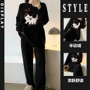パジャマ レディース 韓国 かわいい 子猫 ハーフ 起毛 冬 厚手 フランネル ホーム 服 セット アウターウェア ラウンドネック ナイトウェア ルームウェア