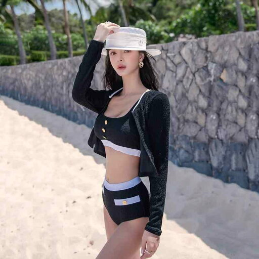 ハイウエスト ビキニ 水着 レディース セクシー 魅惑 ビキニ スリム 体型カバー 海辺 休暇 3点セット 長袖 モノトーン おしゃれ シンプル レディース ビーチウェア ハイウエスト ビキニ 水着 レディース セクシー 魅惑 ビキニ スリム 体型カバー 海辺 休暇 3点セット 長袖 モノトーン おしゃれ シンプル レディース ビーチウェア