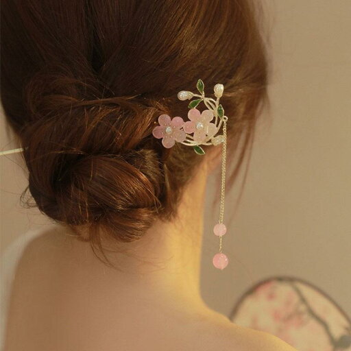 ヘアアクセサリー チャイナ風 桃 花 タッセル ヘアピン レディース レトロ バック ヘッド ヘアピン 花 頭飾り かんざし ヘアアクセサリー チャイナ風 桃 花 タッセル ヘアピン レディース レトロ バック ヘッド ヘアピン 花 頭飾り かんざし