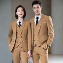 スーツ レディース 婦人服 レディース メンズ 紳士服 豪華感 イエロー 秋冬 スーツ ジャケット パンツ シャツ セット 仕事 作業着 制服 業務