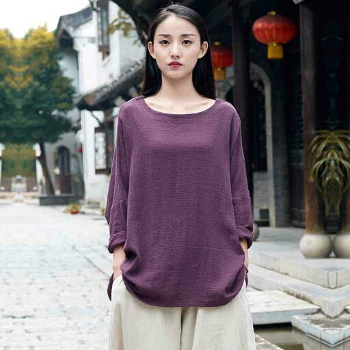 トップス エスニック ナチュラル リラックスフィット レディース 婦人服 瞑想 修道 瞑想服 シャツ 長袖 レトロ コットン 長袖 ラウンドネック トップス エスニック ナチュラル リラックスフィット レディース 婦人服 瞑想 修道 瞑想服 シャツ 長袖 レトロ コットン 長袖 ラウンドネック