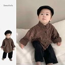 キッズ ベビー かわいい 春 韓国 チェック シャツ 黒 カジュアルパンツ メンズ 春 外出服 おかけ着 グリッドシャツ