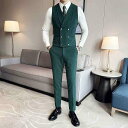 メンズ ファッション トップス ベスト セット チョッキ スーツ セットアップ ズボン パンツ ロング ダブルブレスト カジュアル 秋冬 厚手 メンズ おしゃれ...