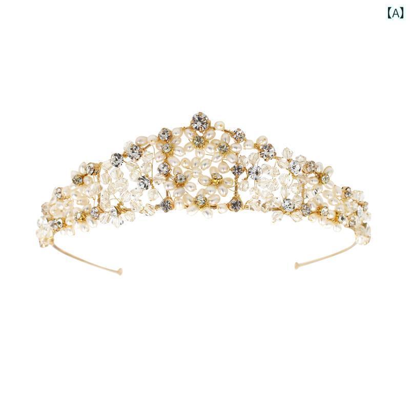 ティアラ レディース ヘアアクセサリー 韓国 かわいい きれい 華やか 豪華感 上品 パーティー 結婚式 ブライダル セレモニー 祝賀 フォーマル イベント 誕生日 撮影 ステージ 衣装 映え