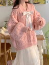 レディース 秋冬 長袖 リボンニットセーター モテ服 オーバーサイズ ガーリー かわいい おしゃれ ゆったり 韓国 イベント フェス 日常着 マタニティ レジャー 女子会 デート 映え