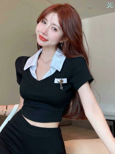 レディース 夏 半袖 襟付ショート トップス モテ服 セクシー お腹見せ かわいい おしゃれ エレガント 韓国 イベント フェス パーティ フォーマル 日常着 衣装 レジャー デート アップ 映え レディース 夏 半袖 襟付ショート トップス モテ服 セクシー お腹見せ かわいい おしゃれ エレガント 韓国 イベント フェス パーティ フォーマル 日常着 衣装 レジャー デート アップ 映え
