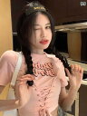 レディース 夏 半袖 レースアップショート トップス Tシャツ クール へそ出し おしゃれ セクシー カジュアル スタイリッシュ かわいい フェミニン おしゃれ デート 日常着 レジャー