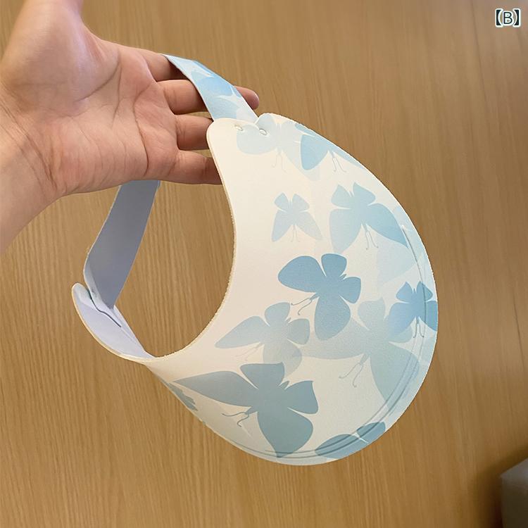つば広 サンバイザー 夏 蝶 オープントップ ハット 屋外 旅行時 高い 便利 ポニーテール 通気性 ファッション 日焼け防止 レディース