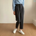 パンツ シガレットパンツ 九分丈 レディースパンツ ゆったりタック ストレッチ 春秋 ストレッチ スーツパンツ カジュアル エレガント 動きやい ミニマル モダン シンプルシルエット レジャー 旅行