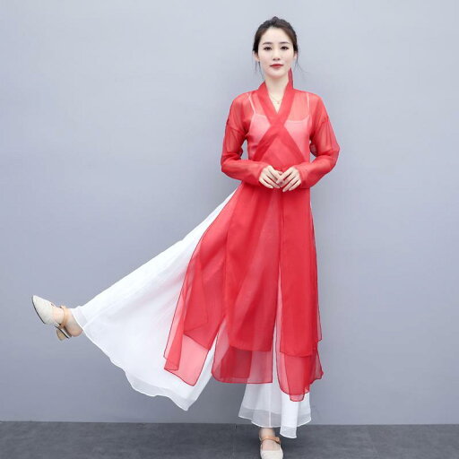 ワイド パンツ スーツ 中国風 レトロ 舞踊 衣装 公演 練習服 フェアリー 風 エレガント アウター ベール ワイド パンツ スーツ 中国風 レトロ 舞踊 衣装 公演 練習服 フェアリー 風 エレガント アウター ベール