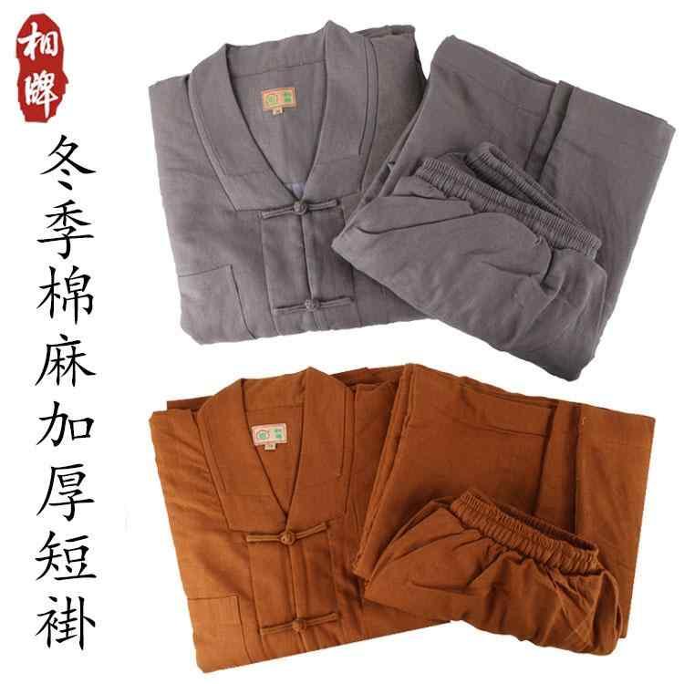 僧服 ショート コート メンズ 冬 厚 暖かい コート コットンジャケット コットンリネン 僧服 レディース(3)