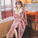 パジャマ レディース コーラル フリース ナイトガウン レディース 秋冬 ロング 子羊 起毛 フランネル プリンセス バスローブ 暖かい リラックス ウェア