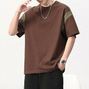 tシャツ メンズ ラウンドネック 無地 夏 ゆったり しわ防止 ファッション 半袖 シャツ トップス 綿 シンプル カジュアル