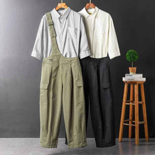 オーバーオール 秋冬 サロペット パンツ つぎ メンズ カジュアル 大きめサイズ ワンショルダー ストレート ゆったり グリーン ブラック オーバーオール 秋冬 サロペット パンツ つぎ メンズ カジュアル 大きめサイズ ワンショルダー ストレート ゆったり グリーン ブラック