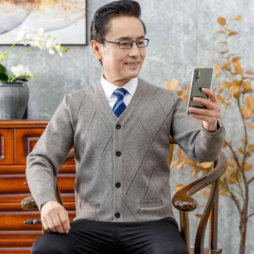 ジャケット コート お父さん カーディガン 秋冬 毛糸 ジャケット Vネックの セーター 普通毛 カジュアル ゆったり ジャケット コート お父さん カーディガン 秋冬 毛糸 ジャケット Vネックの セーター 普通毛 カジュアル ゆったり